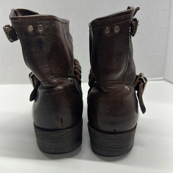 Golden Goose Biker Low Buckle Western Boot Leather Braided Brown Size 39 38 READ - Picture 4 of 11